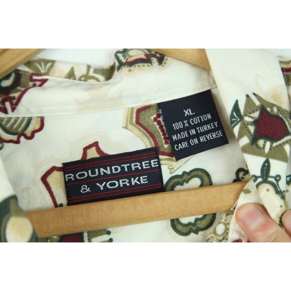 Vintage XL Dad Shirt 90s Oversize Medallion Allover Print Preppy Nautical Skater - Picture 6 of 8